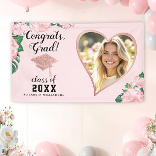 Banderoles Classe de photo Grad 2025 Blush Pink Floral Gradua