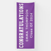 Banderoles Classe De Purple Rétro De 2024 Graduation (Vertical)