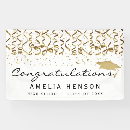 Banderoles Classe d'Elégant Gold Confetti Diplômé (Horizontal)