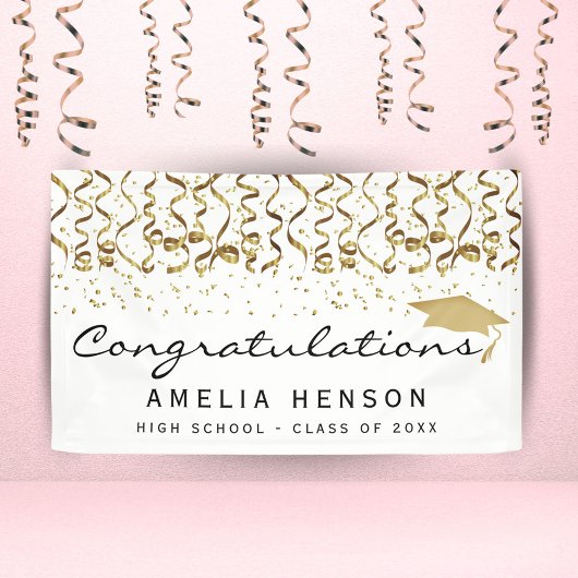 Banderoles Classe d'Elégant Gold Confetti Diplômé