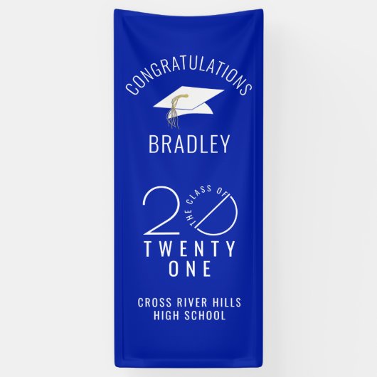 Banderoles CLASSE D'Études De 2021 Typographie Royal Blue (Vertical)