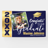 Banderoles Classe d'or et de marine moderne de 2025 (Horizontal)