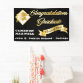 Banderoles Classe d'or noir Année Félicitations Diplômé (En situation)
