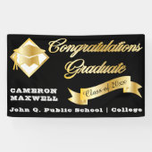 Banderoles Classe d'or noir Année Félicitations Diplômé (Horizontal)