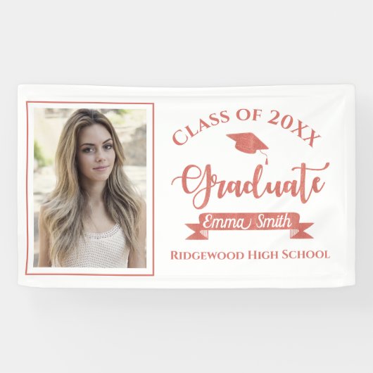 Banderoles Classe D'Or Rose De 2024 De Mets Faux (Horizontal)