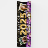 Banderoles Classe d'or violet de 2025 Diplôme Photo (Vertical)