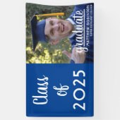 Banderoles Classe moderne de 2025 Graduation Blue Photo (Vertical)