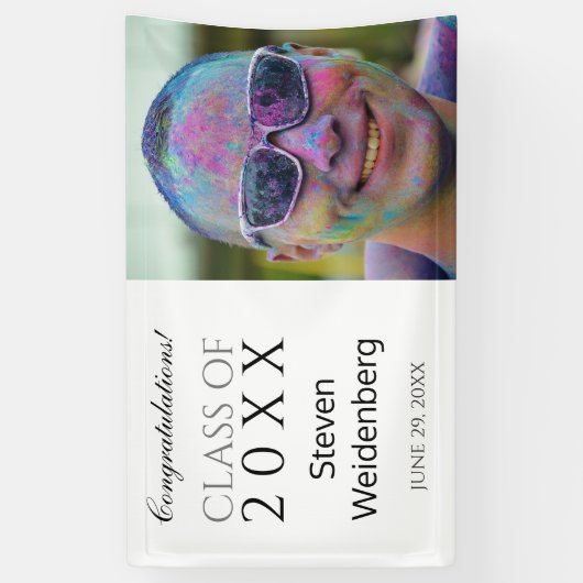 Banderoles Classe moderne de 2025 Photo Graduation Party (Vertical)