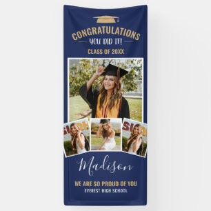 Banderoles Classe Navy Blue 4 Photo Collage Graduation