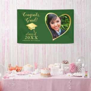 Banderoles Classe personnalisée 2025 Grad Photo Green Gold Gr