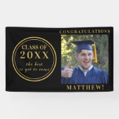 Banderoles Classe photo de 2025 Black Gold Graduation (Horizontal)