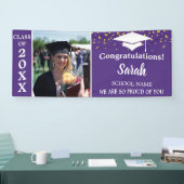Banderoles Classe Photo De Graduation Purple & Blanc De 2025 (Salon professionnel)