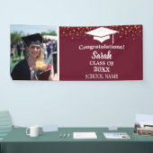 Banderoles Classe Photo Maroon & White Graduation De 2025 (Salon professionnel)