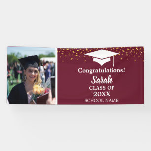 Banderoles Classe Photo Maroon & White Graduation De 2025