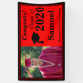 Banderoles Classe photo Red Black One de 2024 Graduation (Vertical)