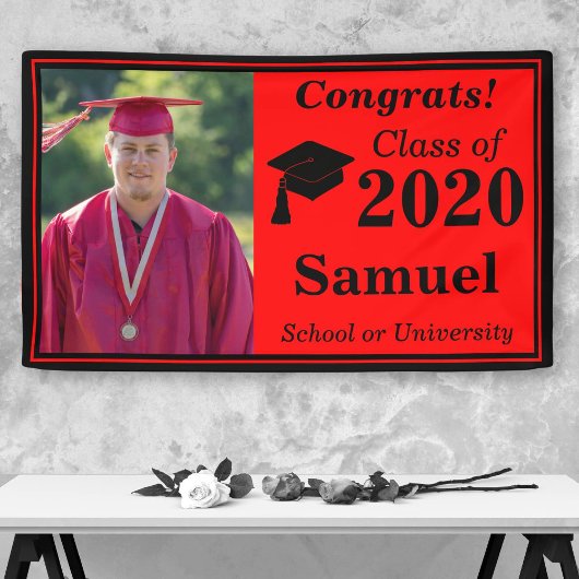 Banderoles Classe photo Red Black One de 2024 Graduation