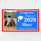 Banderoles Classe photo Rouge Blanc Bleu One de 2024 Graduati (Horizontal)
