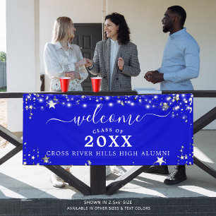 Banderoles Classe Réunion Bienvenue Royal Blue Silver Stars
