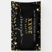 Banderoles Classe Reunion Welcome Black Gold Stars Lumières (Vertical)