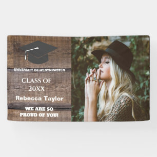 Banderoles Classe Rustic Wood Motif de 2023 Graduation Photo