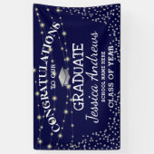 Banderoles Classe Stylish Navy & Sliver de 2025 Graduation (Vertical)