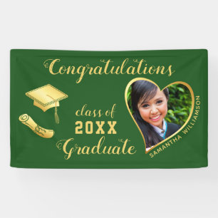 Banderoles Classe verte et or de 2025 Graduation Photo