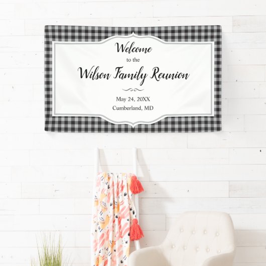 Banderoles Classic Buffalo Plaid Check Black White Event (En situation)