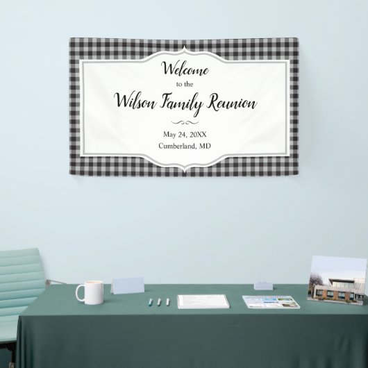 Banderoles Classic Buffalo Plaid Check Black White Event (Salon professionnel)