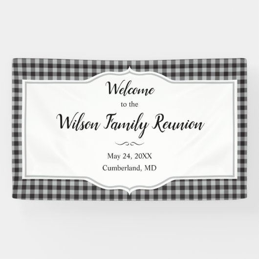 Banderoles Classic Buffalo Plaid Check Black White Event (Horizontal)