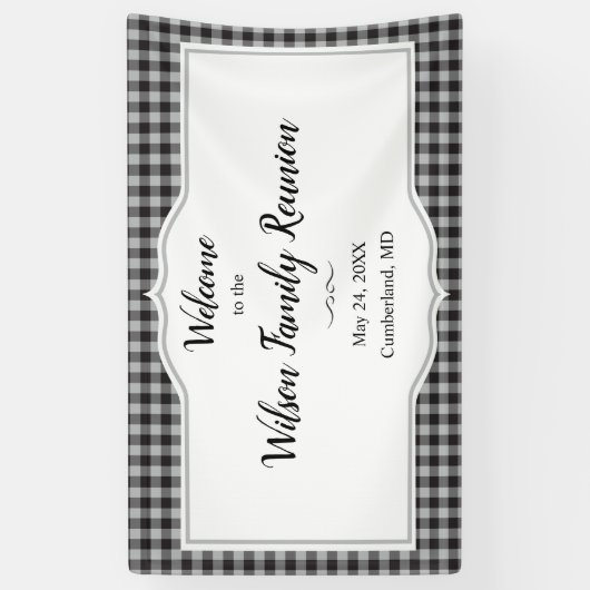 Banderoles Classic Buffalo Plaid Check Black White Event (Vertical)