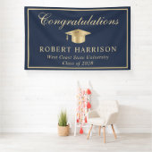 Banderoles Classic Gold Grad Casquette Blue Graduation Bienve (Insitu)