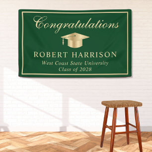 Banderoles Classic Grad Casquette Green Gold Graduation Bienv