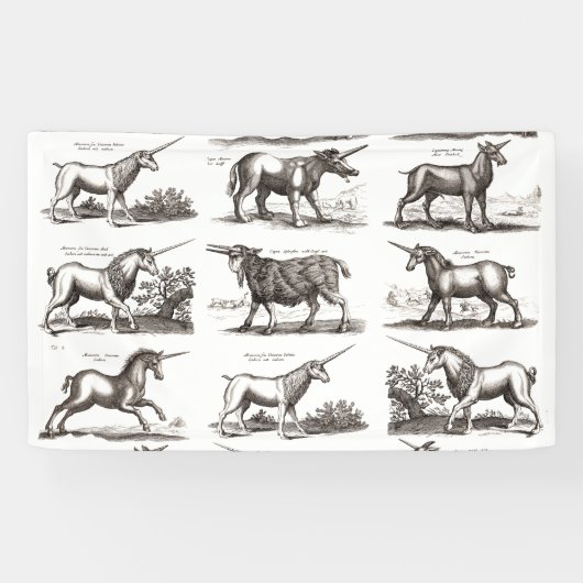 Banderoles Classique Unicorne Antique Mythique Magie Créature (Horizontal)