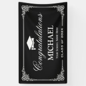 Banderoles Classy Black White Vintage Frame Graduation Party (Vertical)