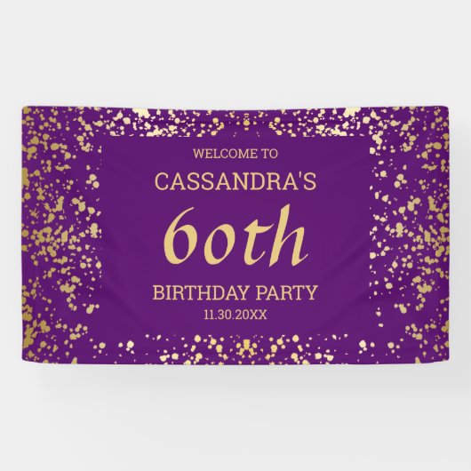 Banderoles Classy Egypt Gold Sprinkings violet Anniversaire (Horizontal)