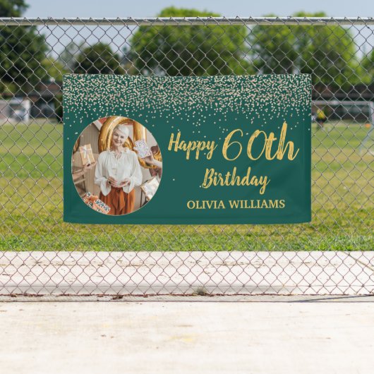 Banderoles Classy Elegant 60e Anniversaire Green Gold Parties (En situation)