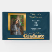 Banderoles Classy Elegant Gold Text Graduate Photo (Horizontal)