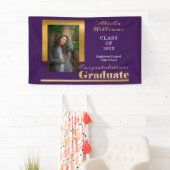Banderoles Classy Elegant Gold Text Graduate Photo violet (En situation)