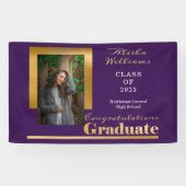 Banderoles Classy Elegant Gold Text Graduate Photo violet (Horizontal)