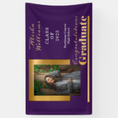 Banderoles Classy Elegant Gold Text Graduate Photo violet (Vertical)