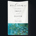 Banderoles Claude Monet Water Lilies Mariage de bienvenue<br><div class="desc">Banderole élégante et moderne de bienvenue mariage avec tableau Claude Monet Water Lilies.</div>