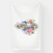 Banderoles Clé de fer avec roses roses roses (Verticale)