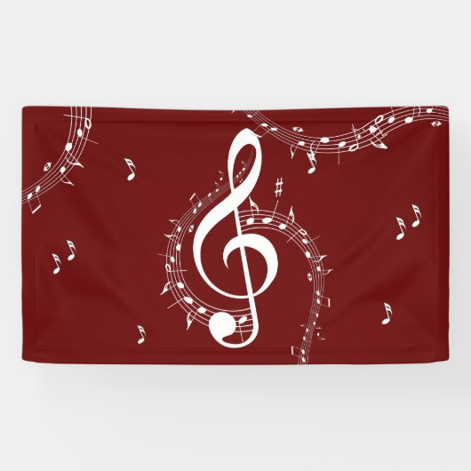Banderoles Climacic G Clef Music Rouge (Horizontal)
