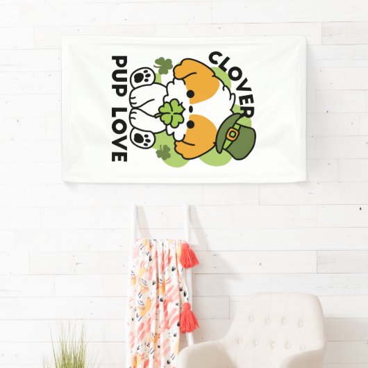 Banderoles Clover Pup Love - St. Patrick's Day Chien Design (En situation)