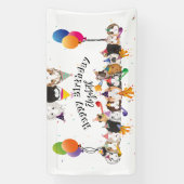 Banderoles Cochons et ballons de Guinée mignons Anniversaire (Verticale)