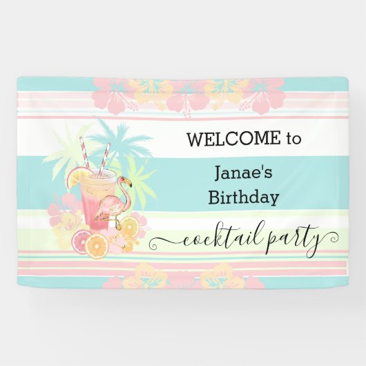 Banderoles Cocktail Citrus Summer Pool Party Beach Tropical (Horizontal)