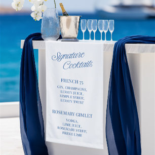 Banderoles Cocktails de signature de mariage de script bleu c
