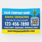 Banderoles Code QR de l'entreprise de construction Bleu marin (Horizontal)