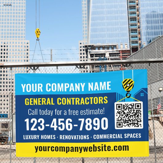Banderoles Code QR de l'entreprise de construction Bleu marin