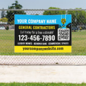 Banderoles Code QR de l'entreprise de construction bleu promo (Insitu)